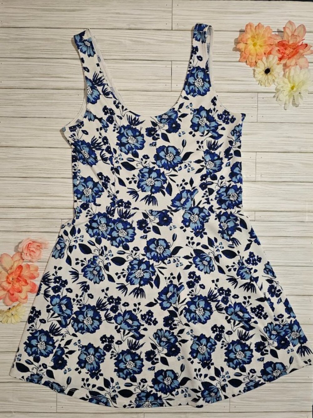 Divided by H&M Blue Floral Skater Dress